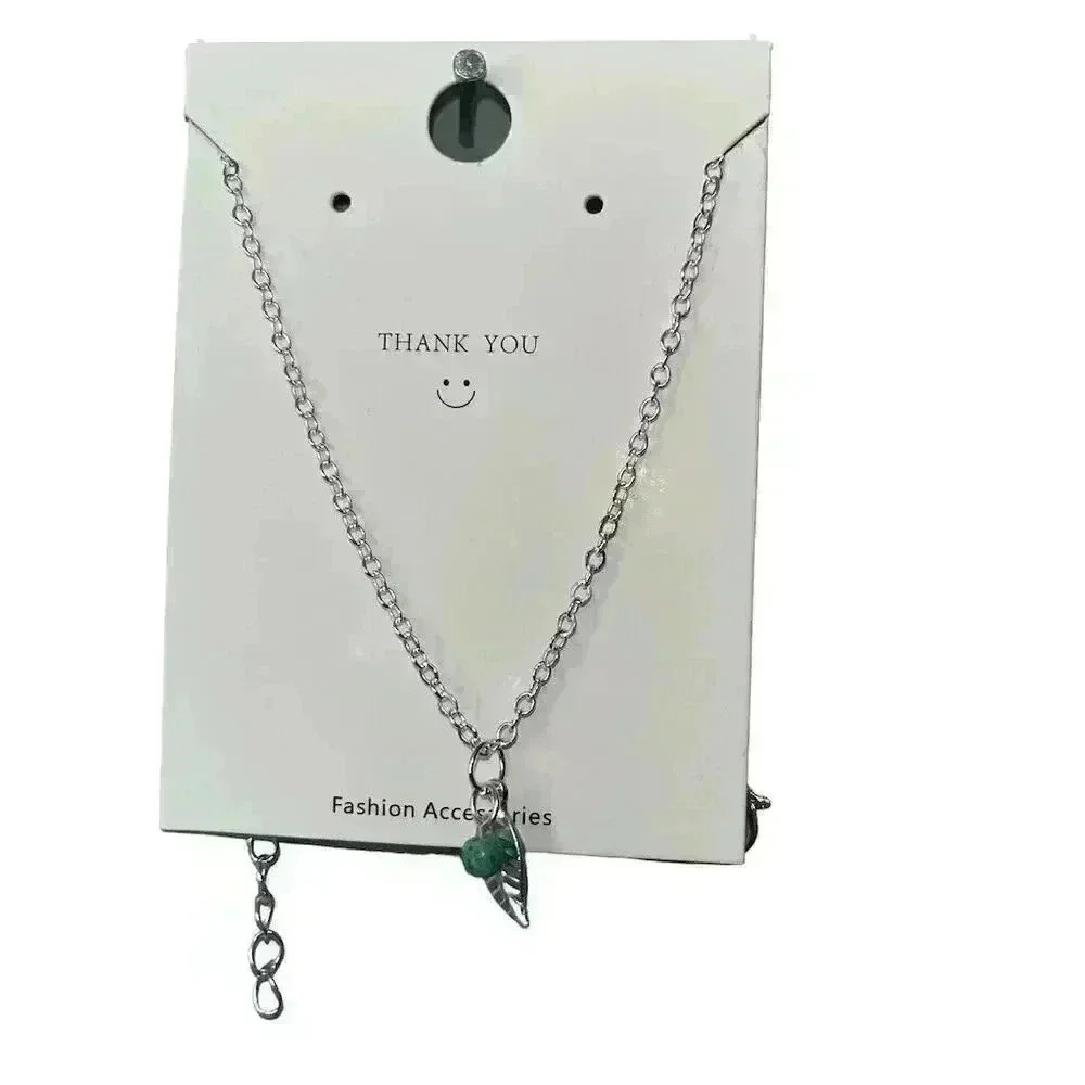 B1G1 Silver Shamrock Pendant Anklet with Green Stone Adjustable Length